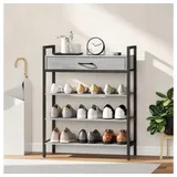 REDOM Schuhregal 70x87,6x30 cm 4‐stufiges Schuhregal aus Spanplatte und Metall in Grau, Packung 1-tlg., Praktische Ordnungslösung für Eingangsbereich und Wohnung grau