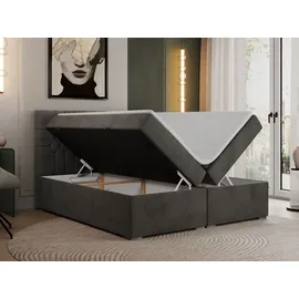 MKS Meble Boxspringbett 200 x 200 cm H3 Dunkelgrau