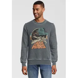 Sweatshirt RECOVERED "Star Wars Empire Strikes Back Retro X-Wing", Herren, Gr. M, grau, 60% Polyester, 40% Baumwolle, bedruckt, casual, Rundhals, Langarm, Sweatshirts, im zeitlosen Design