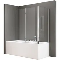 SoGood doporro 75x120x140cm Design-duschwand für Badewanne Badewannenaufsatz Duschabtrennung 6mm ESG-Sicherheitsglas inkl. NANO-Beschichtung Badewannenfaltwand Wandanschlag rechts, - Klarglas