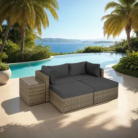 Tectake San Domino Rattan Lounge braun/grau