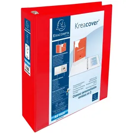 Exacompta 51845RE Ringbuch aus festem PP, 4 Ringe 60 mm, Rücken 90mm, DIN A4+, 1 Stück, Rot