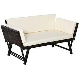 Outsunny Polyrattan Gartensofa 2-Sitzer Loungesofa braun