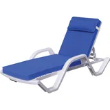 2er-Set Sonnenliege | Arm | Weiß/Blau | Stapelbar | Strandliege, Bäderliege, Poolliege