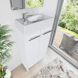 paplinskimoebel - Waschbecken mit Unterschrank 40cm Breit Malibu, Badezimmerschrank klein, Waschtisch mit Unterschrank, für Gäste WC, Waschbeckenunterschrank Weiss