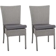 Mendler 2er-Set Poly-Rattan Stuhl HWC-G19 Gartenstuhl 0 x 0 x 0 cm grau