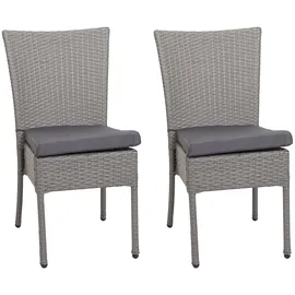 Mendler 2er-Set Poly-Rattan Stuhl HWC-G19 Gartenstuhl 0 x 0 x 0 cm grau