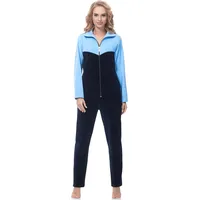 Merry Style Damen Velours Freizeitanzug Hausanzug MSMG001 (Dunkelblau (Kein Aufdruck)(1724), S) - S