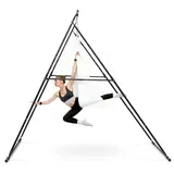 Vevor Aerial Yogarahmen Schaukelständer mit 6 m Langer Yoga-Hängematte (Weiß) & max. 200 kg Tragkraft & dreieckiger Struktur & Eva-Schaum, 4-stufige horizontale & 6-stufige vertikale Einstellung