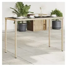 vidaXL Gartentisch mit Glasplatte Beige 115x54x74 cm Poly Rattan