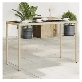 vidaXL Gartentisch mit Glasplatte Beige 115x54x74 cm Poly Rattan