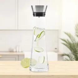 Haushalt International 13087 Wasserkaraffe aus Glas 1 Liter mit praktischem Ausgießer