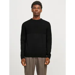 Rundhalspullover »JJJERRY KNIT CREW NECK AW24«, mit Struktur, Gr. XXL, Black, , 41403259-XXL