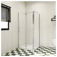 duschspa Eckdusche 185cm 6mm Nano Glas ESG Falttür Eckeinstieg Duschkabine Duschtür, BxT: 120x90 cm, Einscheibensicherheitsglas, Sicherheitsglas, Set, ebenerdiger Einbau möglich 120 cm x 90 cm