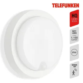 Telefunken Außenwandleuchte Kunststoff 17 x 5,7 cm inkl. Bewegungsmelder, Dämmerungssensor, IP44, weiß