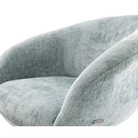 DeLife Freischwinger Vinka-Flex mit Armlehnen Chenille Pastellblau Freischwinger flach Edelstahl Taschenfederkern, Esszimmerstühle