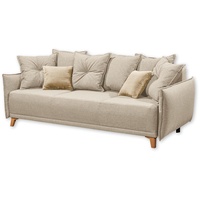 Stella Trading PAMPLONA Bequemes Schlafsofa mit Bettkasten, beige - Ausziehbares Sofa mit Schlaffunktion - 232 x 91 x 105 cm B/H/T: