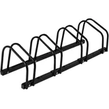 Relaxdays Fahrradständer Boden, für 4 Räder, bis 60 mm Reifenbreite, Metall, Garage, Fahrrad-Aufstellständer, schwarz