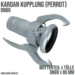 DN 89 Kardan Kupplung System Perrot Mutterteil (MT) mit Tülle Stutzen 80 mm Güll...