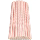 Haobase 50 Stück Papier Trinkhalme, biologisch abbaubare Papier Strohhalme für das Trinken von Cocktail, Kaffee, kalte Getränke (Ripples Muster) (Pink Ripples)