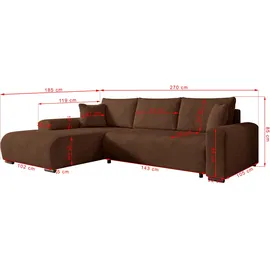 storez24 Eckcouch Cordstoff 3-Sitzer Braun