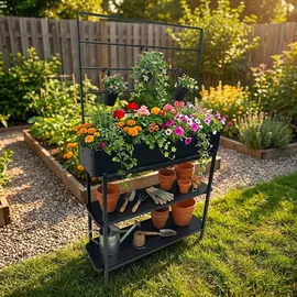 Dobar Metall-Hochbeet mit Rankgitter 94 x 30 cm Anthrazit