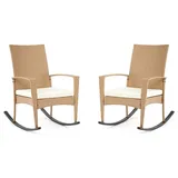 Mondeer Rattanstuhl Schaukelstuhl (2 St), 2 St PE-Rattan Ergonomischem Design für Garten Balkon