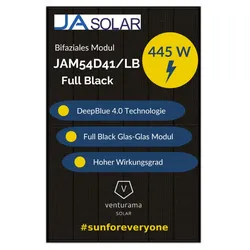 JA Solar JAM54D41 445W Full Black – Bifazial Glas-Glas Modul