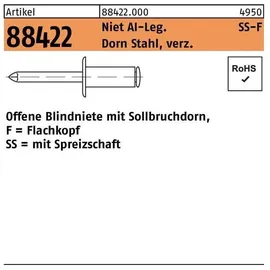 F. REYHER Nchfg. GmbH & Co. KG Spreiz-Blindnieten Alu/Stahl verzinkt 4,8 x 20 250 Stück