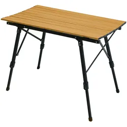 JAWINIO Gartentisch klappbar Falttisch höhenverstellbar Aluminium Holzoptik/Schwarz