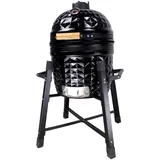 Keramikgrill Kamado BBQ Grill 15" Schwarz Holzkohlegrill Smoker mit Standfüßen