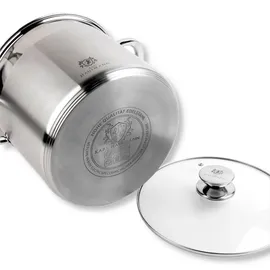 Karl Hausmann Kochtopf mit Deckel Suppentopf Edelstahl 7,2L Induktion alle Herde Silber