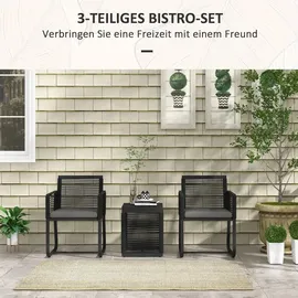 Outsunny Rattan Set 3-tlg. Schwarz