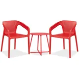 Homestyle4u Gartenmöbel Set 3-tlg in Rot, | Gr.: onesize