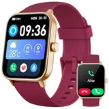 Smartwatch Damen mit Telefonfunktion, Alexa eingebaute, 1.8'' Fitnessuhr Damen mit Herzfrequenz, SpO2, Schlaf, Stress Monitor, 100+ Sportmodi, IP68 Wasserdicht Schrittzähler Uhr Damen für Android iOS