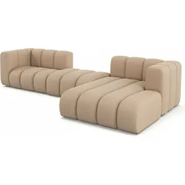 kaiser möbel Ecksofa L-Form Grand L 319 cm, Veloursstoff Salvador, Beige, Rechts - Beige