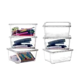 BigDean 6er Set Aufbewahrungsboxen mit Deckel 1,7L klein - belüftete & stapelbare Klarsichtboxen transparent - aus PP-Kunststoff - Organizer Box