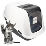 GarPet Katzenklo mit Deckel Aktivkohlefilter - Haube kippbar - extrahohe Unterschale große XXL Katzentoilette 60 Katzen WC Hauben Toilette