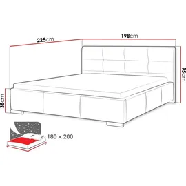 Mirjan24 Polsterbett mit Bettkasten Lazio, Stilvoll Doppelbett, Lattenrost ist im Bettkasten integriert, Gasdruckfeder (Farbe: Soft 033, Größe: 1... - Beige