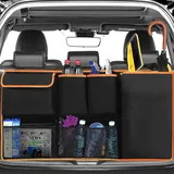 MEISHANG Auto Kofferraum Organizer, Aufbewahrungstasche, Kofferraumtasche, Autoorganisator, Autositztasche Mit Wasserdichten Taschen (Schwarz/B)