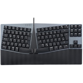 Perixx PERIBOARD-335BR DE, Kabelgebundene ergonomische mechanische Tastatur – Low-Profile Brown Tactile Switches – Programmierbare Funktion – Kompatibel mit Windows und Mac OS X – Deutsch QWERTZ