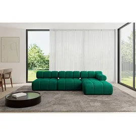altdecor Ecksofa Razon-L2 Samt L-Form 2-Sitzer Dunkelgrün