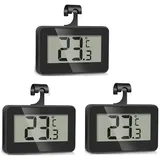 AiQInu 3 Stück Mini Thermometer Kühlschrank Digital, Magnetische Kühlschrankthermometer Mit Haken, Gefrierschrank Thermometer LCD-Anzeige Lesen, Thermometer mit Frost Alarm für Zuhause, Schwarz