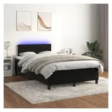 vidaXL Boxspringbett mit Matratze & LED Schwarz 120x200 cm Samt