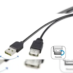 renkforce USB 2.0 A/A Verlängerungskabel 1,8 m mit Wende-Stecker - Kabel nie wieder falsch herum ein