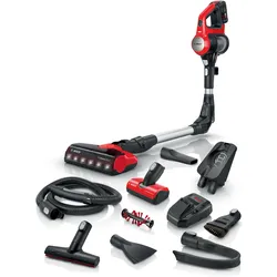 BOSCH Akku-Stielstaubsauger "Unlimited Serie 7 BKS711PET", rot (tornadorot, silber, silberfarben), B:20cm H:132cm T:26cm, Akkusauger, 40 Min. Laufzeit, knickbares Rohr, inkl. umfangreichen Zubehör