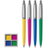 Parker Jotter Originals Kugelschreiber | Klassisches Gelb | Magenta | Blau & Grün | Mittlere Spitze | schwarze Tinte | 4 Stück