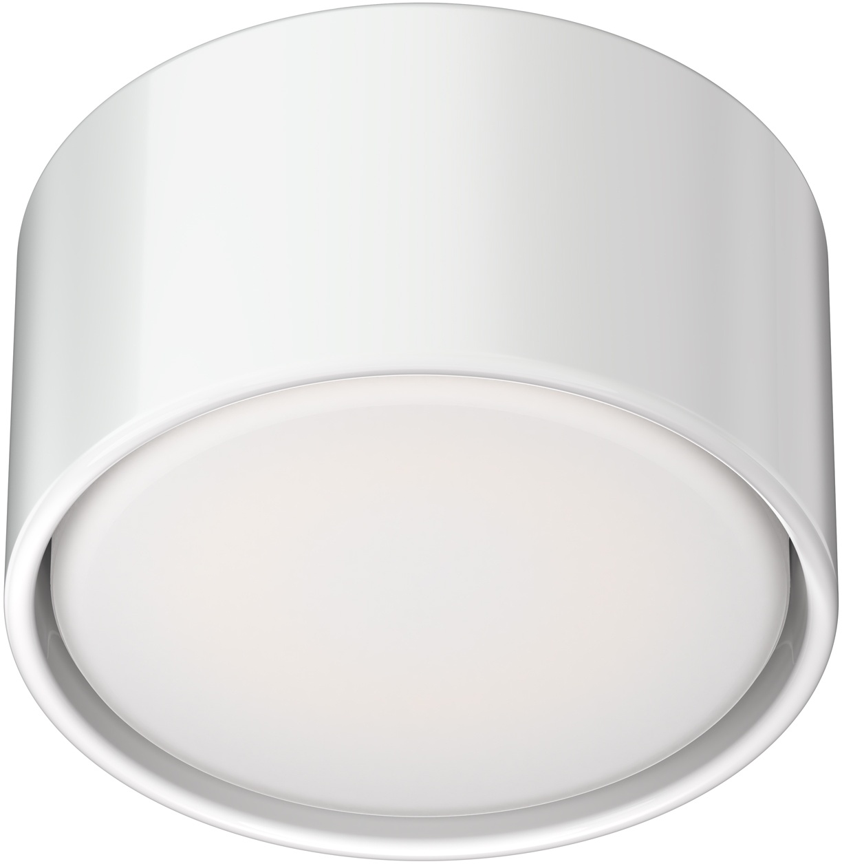 ledscom.de GX53 Porzellan Aufbauleuchte KLU, rund, weiß, 91mm Ø, inkl. GX53 LED Lampe, warmweiß, 3-Stufen Dimmen ohne Dimmer mit Lichtschalter: 541lm / 210lm / 63lm