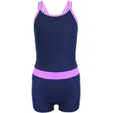 Aquarti Badeanzug Mädchen mit Bein Racerback Dunkelblau/Lila 146
