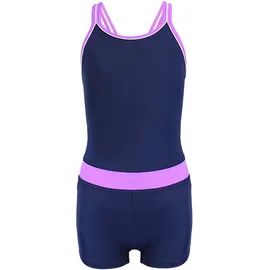 Aquarti Badeanzug Mädchen mit Bein Racerback Dunkelblau/Lila 146